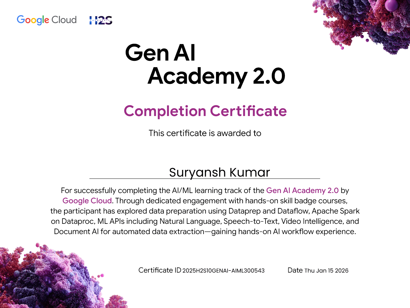 Google Cloud: AI/ML Learning Track