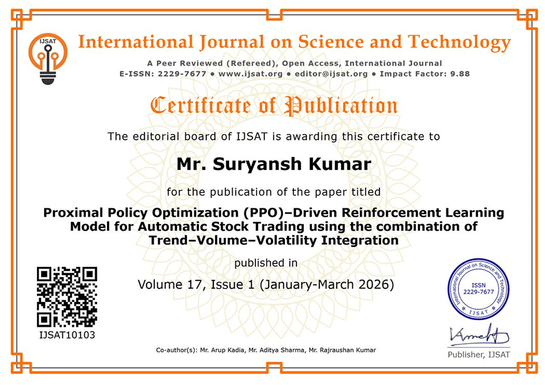 Journal On Reinforcement Learning based Automatic Stock Trading Model
